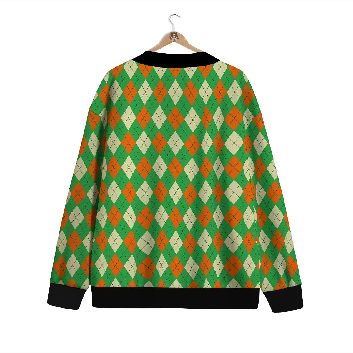 Argyle Saint Patrick's Day Print Pattern Cardigan-grizzshop