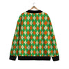 Argyle Saint Patrick's Day Print Pattern Cardigan-grizzshop