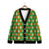 Argyle Saint Patrick's Day Print Pattern Cardigan-grizzshop