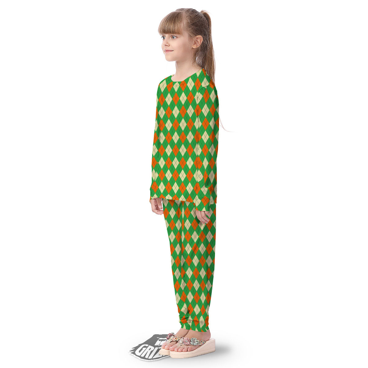 Argyle Saint Patrick's Day Print Pattern Kid's Pajamas-grizzshop