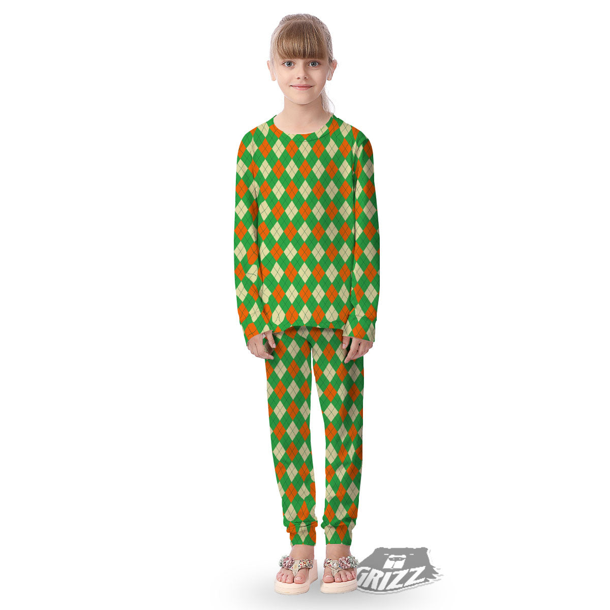 Argyle Saint Patrick's Day Print Pattern Kid's Pajamas-grizzshop