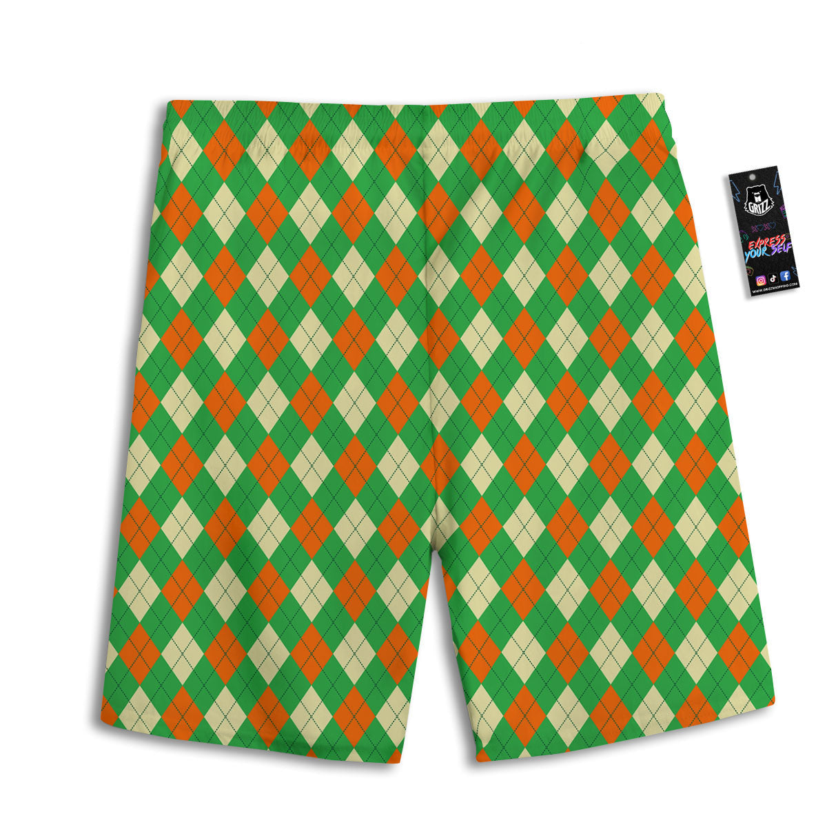 Argyle Saint Patrick's Day Print Pattern Men's Athletic Shorts