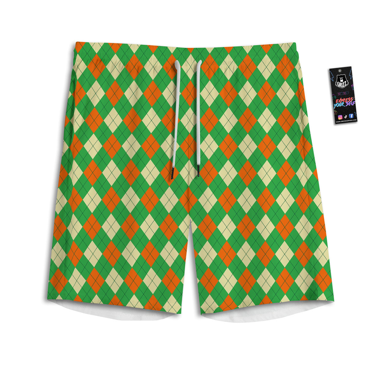 Argyle Saint Patrick's Day Print Pattern Men's Athletic Shorts