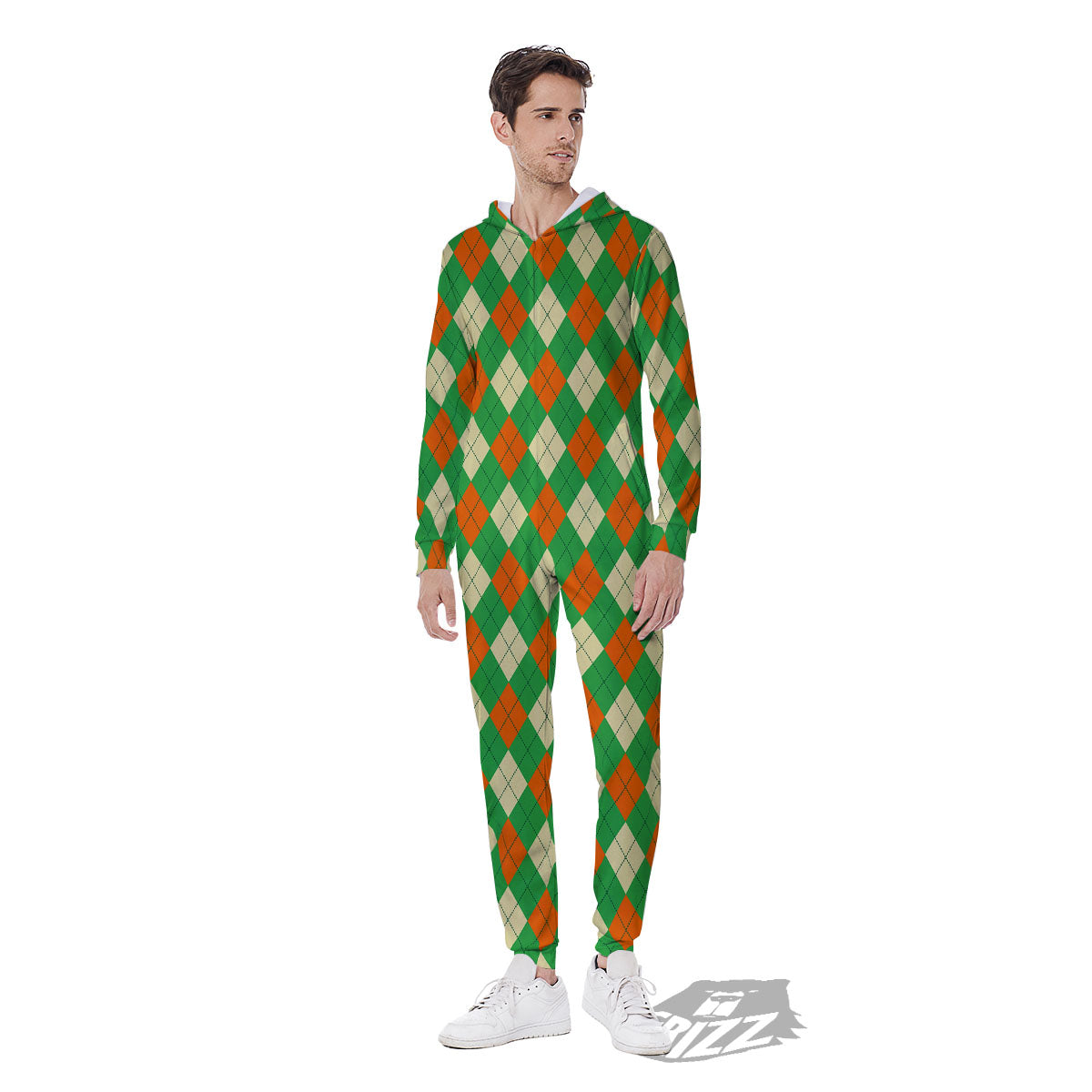 Argyle Saint Patrick's Day Print Pattern Men's Jumpsuit-grizzshop