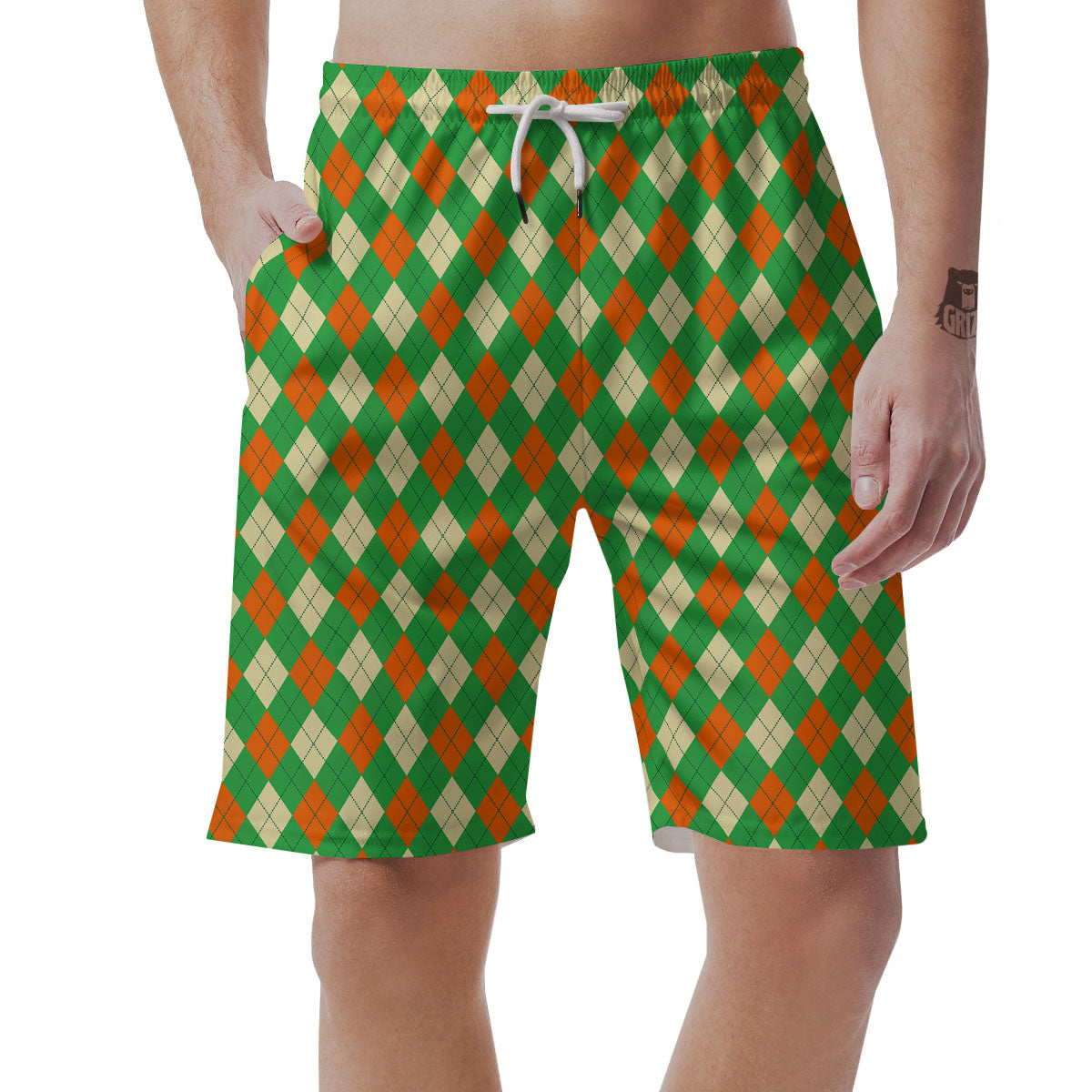 Argyle Saint Patrick's Day Print Pattern Men's Shorts-grizzshop