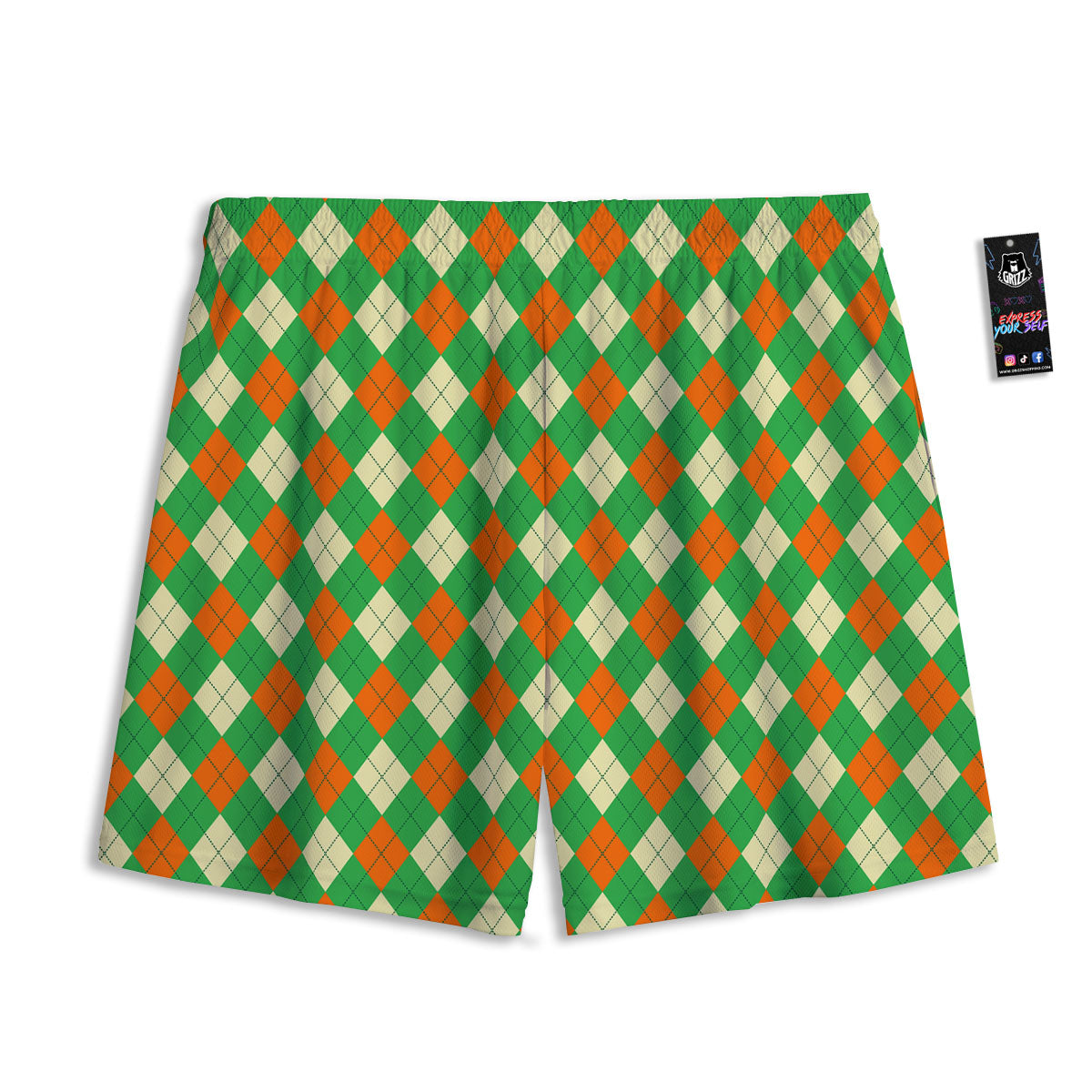 Argyle Saint Patrick's Day Print Pattern Mesh Shorts