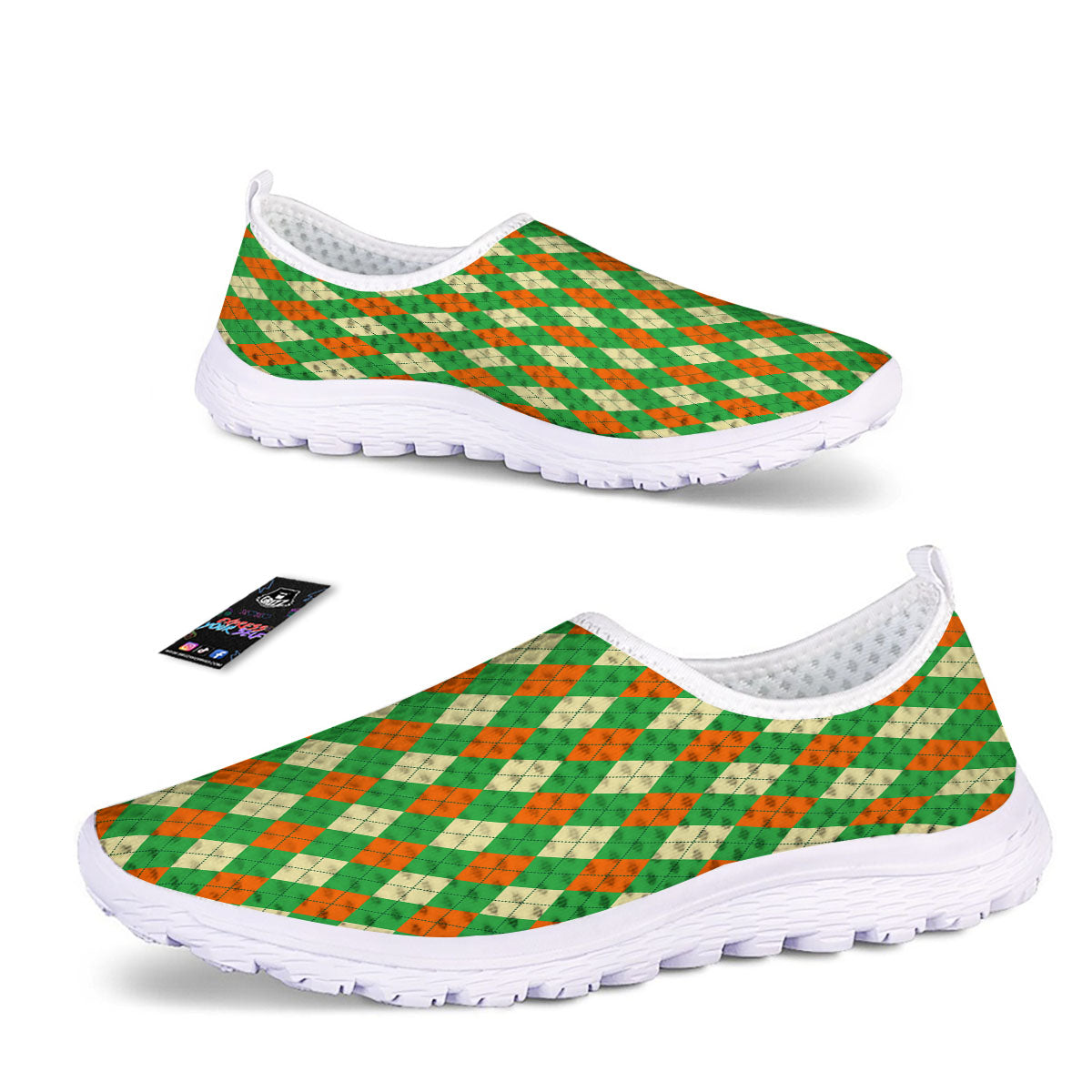 Argyle Saint Patrick's Day Print Pattern Nurse Shoes-grizzshop