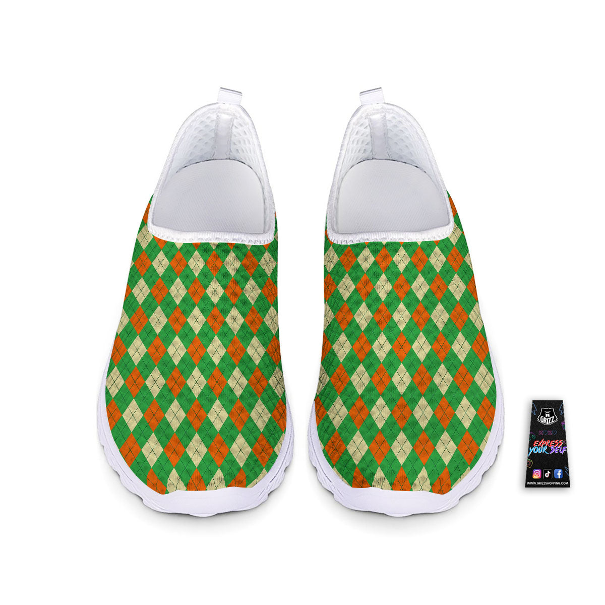 Argyle Saint Patrick's Day Print Pattern Nurse Shoes-grizzshop