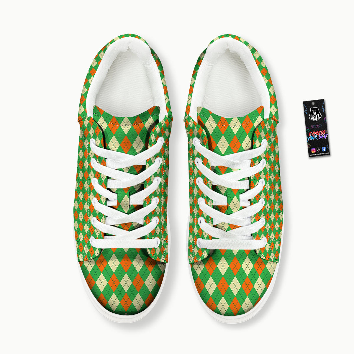 Argyle Saint Patrick's Day Print Pattern Platform Shoes-grizzshop