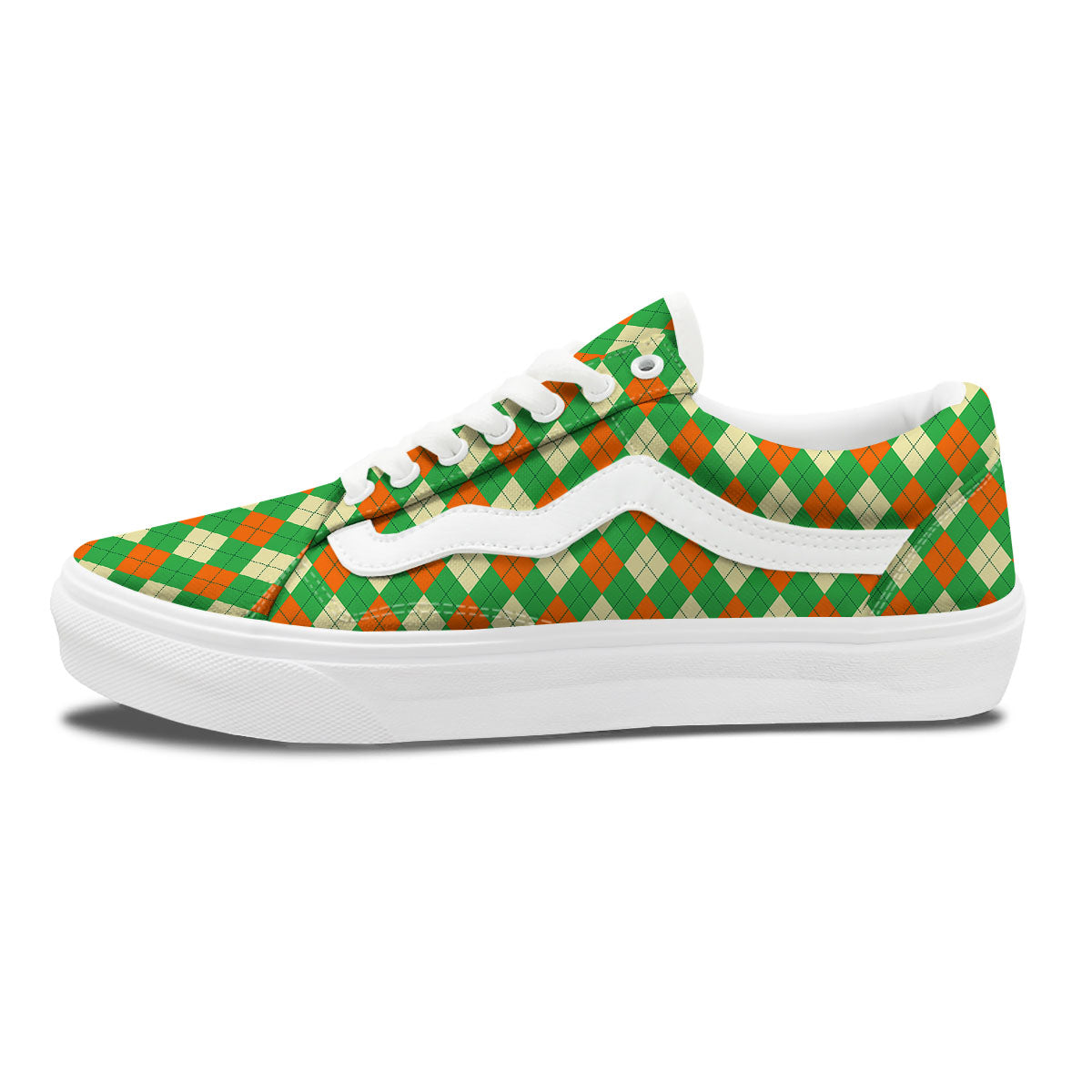 Argyle Saint Patrick's Day Print Pattern Skate Shoes-grizzshop