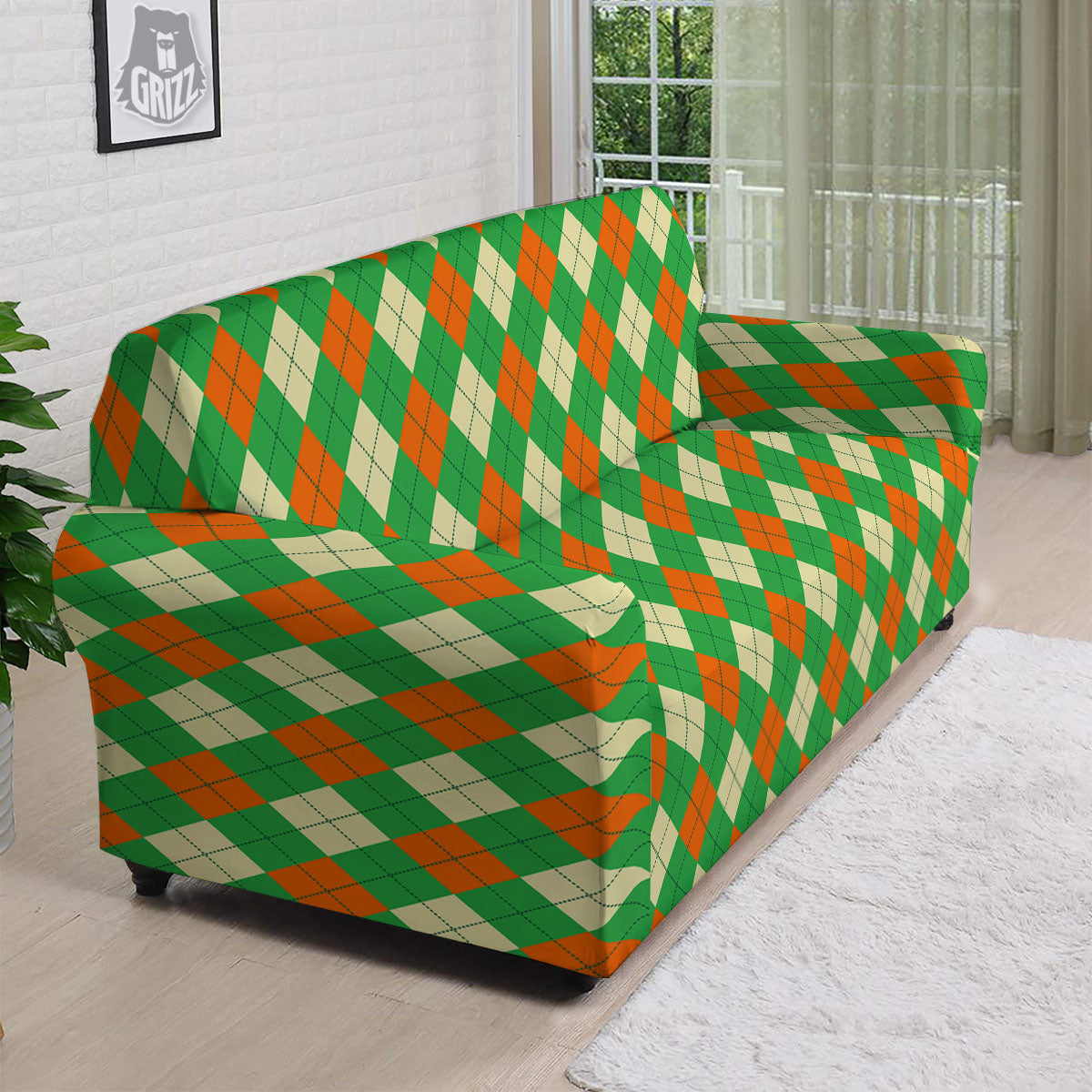 Argyle Saint Patrick's Day Print Pattern Sofa Cover-grizzshop