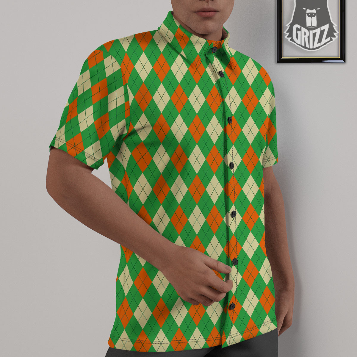 Argyle Saint Patrick's Day Print Pattern Untucked Shirts-grizzshop