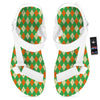 Argyle Saint Patrick's Day Print Pattern White Open Toe Sandals-grizzshop