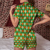 Argyle Saint Patrick's Day Print Pattern Women Silk Pajamas-grizzshop