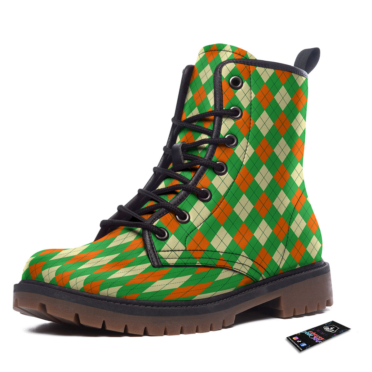 Argyle Saint Patrick's Day Print Pattern Work Boots-grizzshop