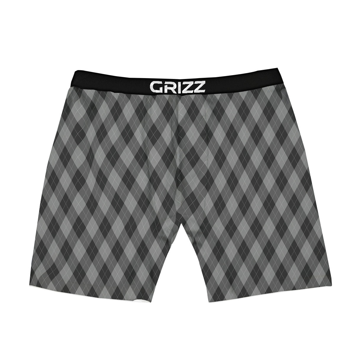 Argyle Shadow Grey Print Pattern Boxer Briefs-grizzshop