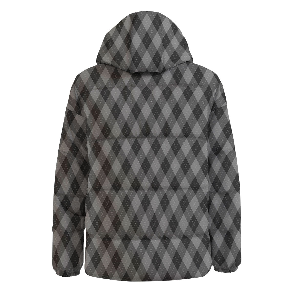 Argyle Shadow Grey Print Pattern Down Jacket-grizzshop