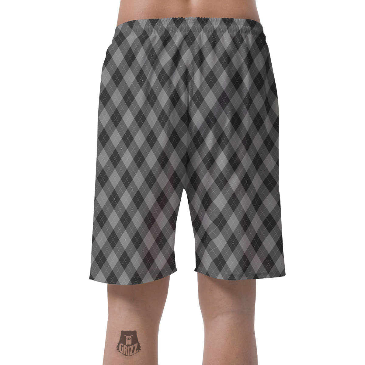 Argyle Shadow Grey Print Pattern Men's Shorts-grizzshop