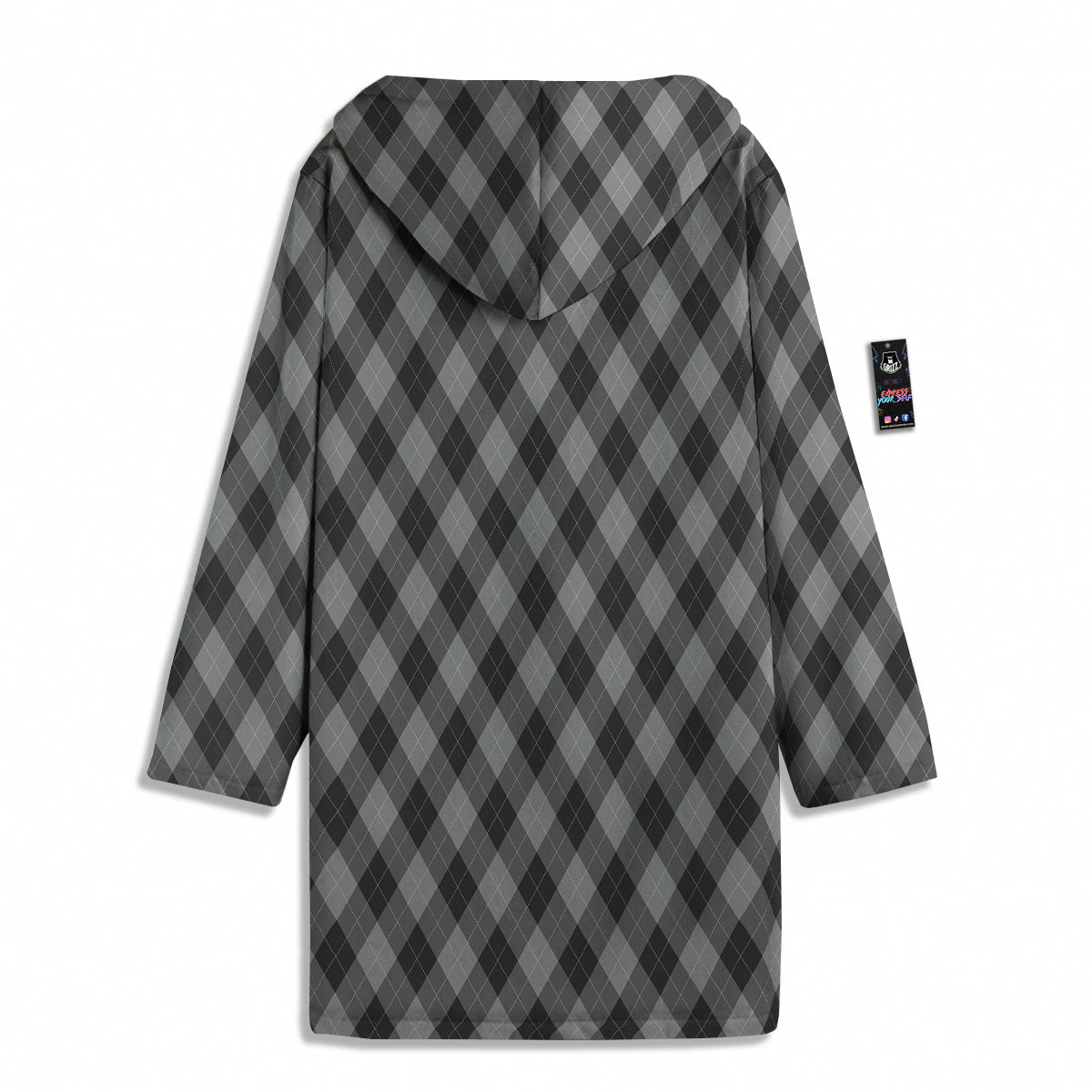 Argyle Shadow Grey Print Pattern Men's Windbreaker Jacket-grizzshop