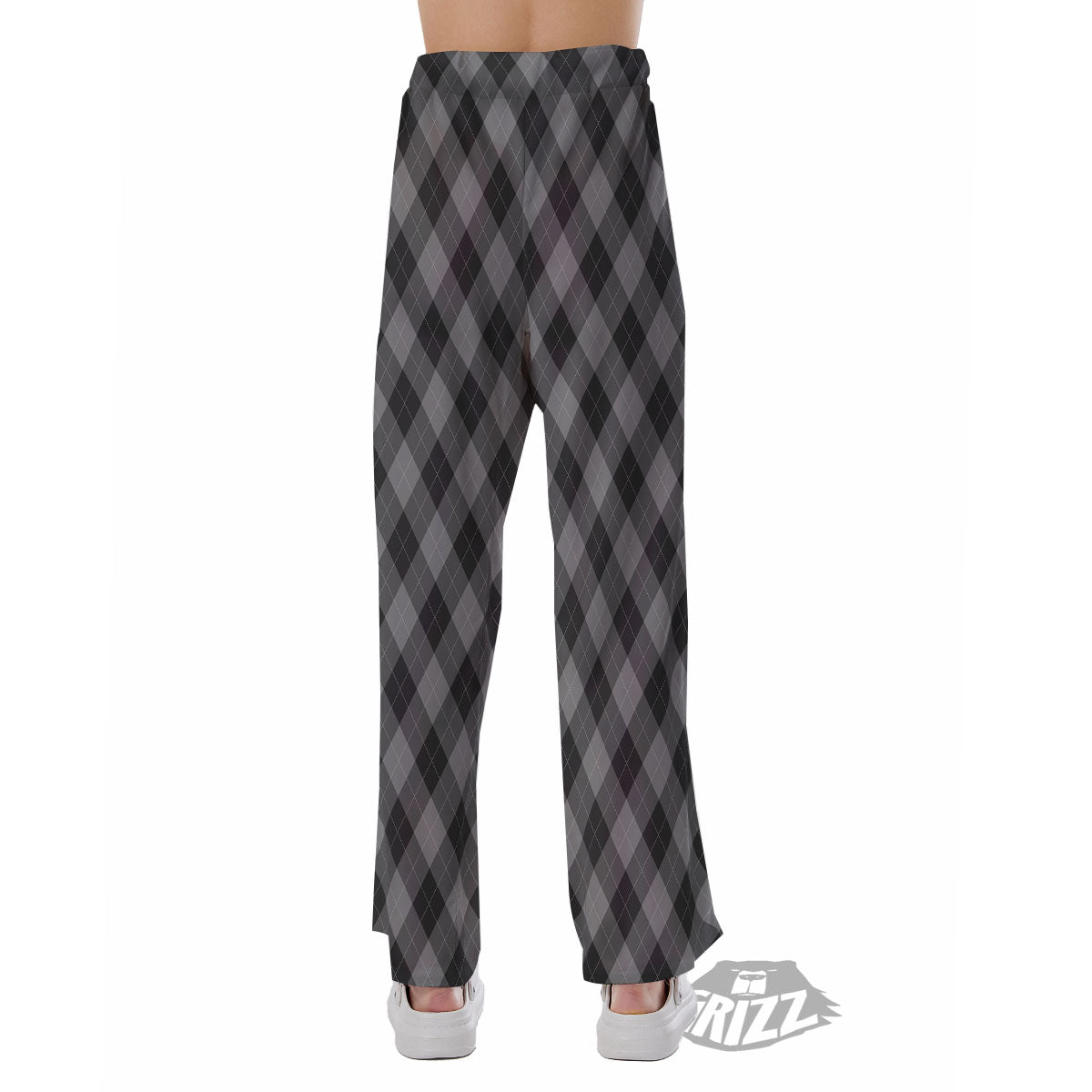 Argyle Shadow Grey Print Pattern Pajama Pants-grizzshop