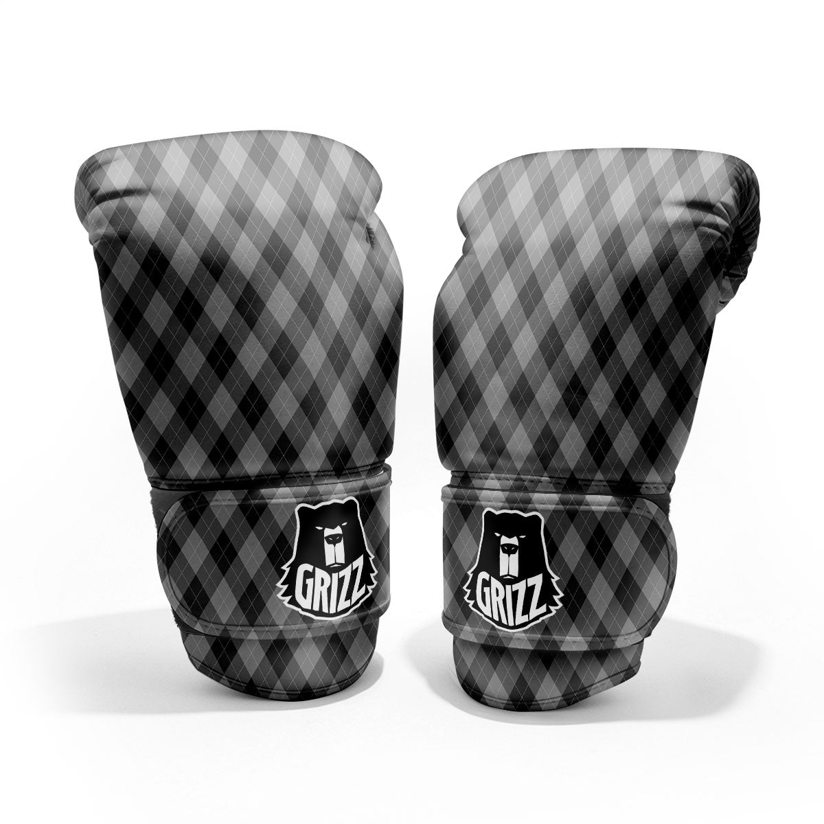 Argyle Shadow Grey Print Pattern Sparring Gloves-grizzshop