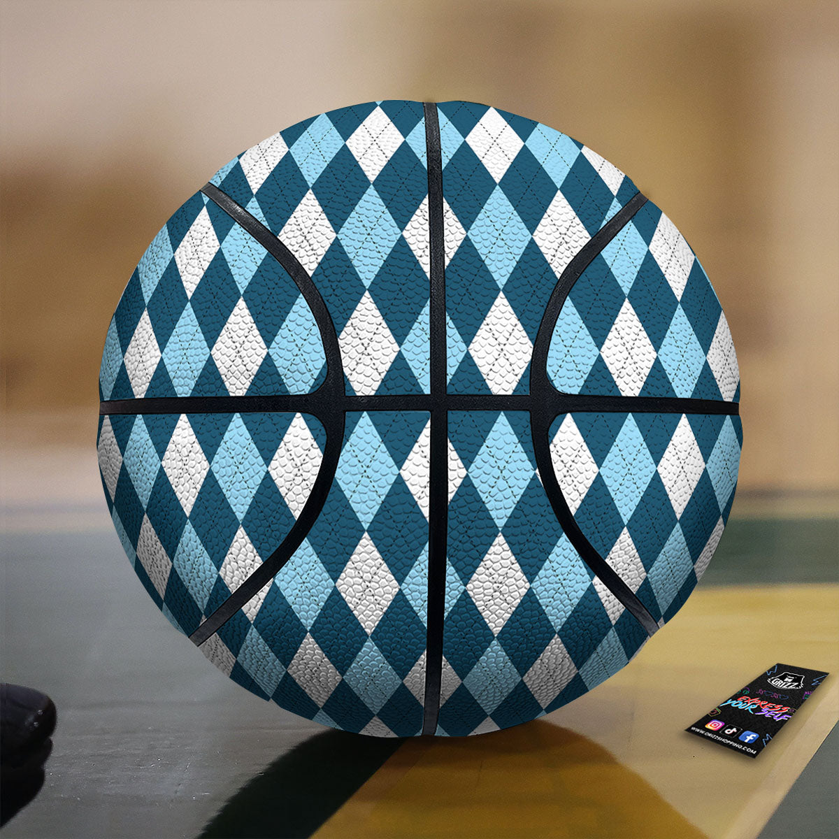 Argyle Soft Blue Print Pattern Basketball-grizzshop