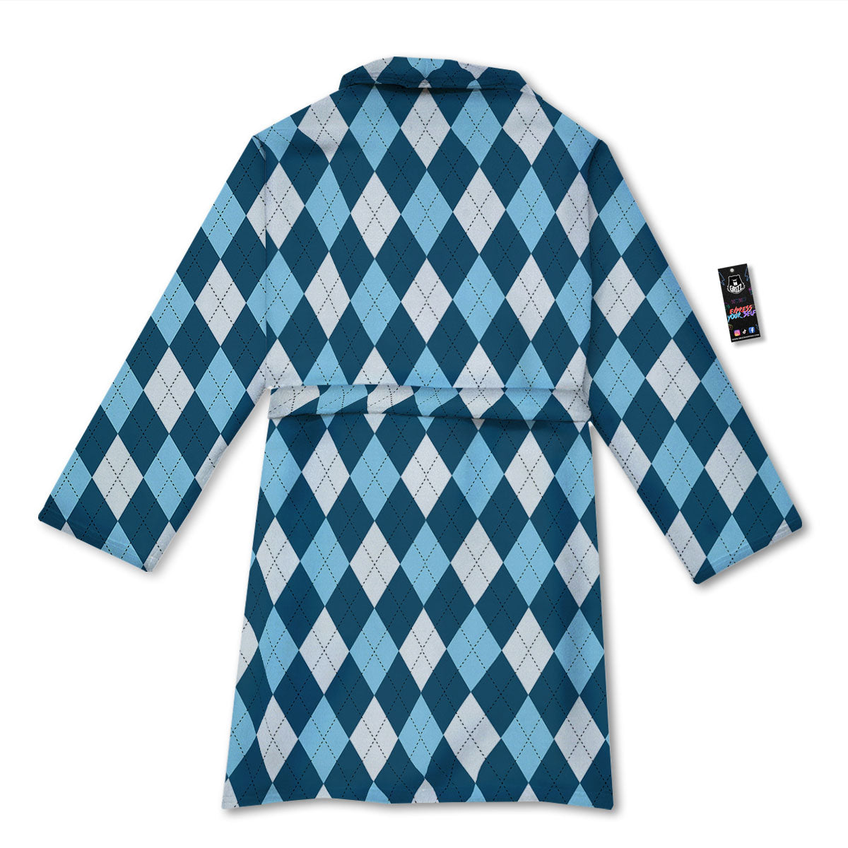 Argyle Soft Blue Print Pattern Bathrobe-grizzshop