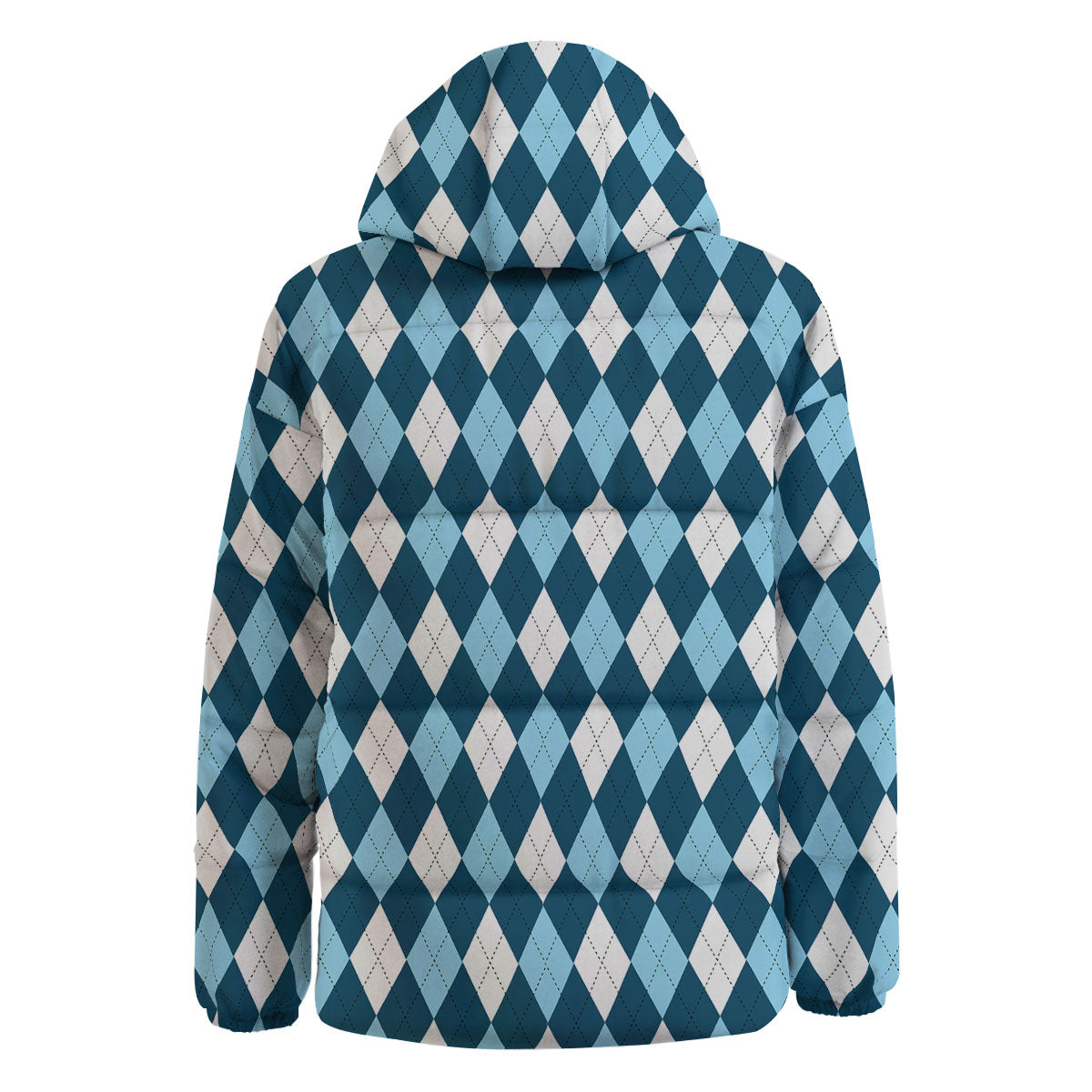 Argyle Soft Blue Print Pattern Down Jacket-grizzshop