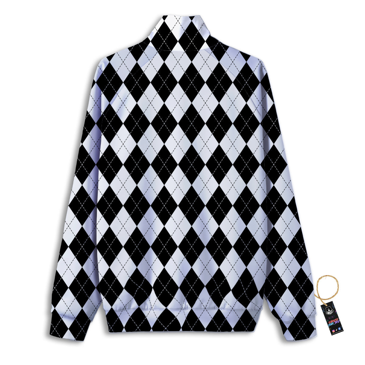 Argyle Soft Blue Print Pattern Track Jacket-grizzshop