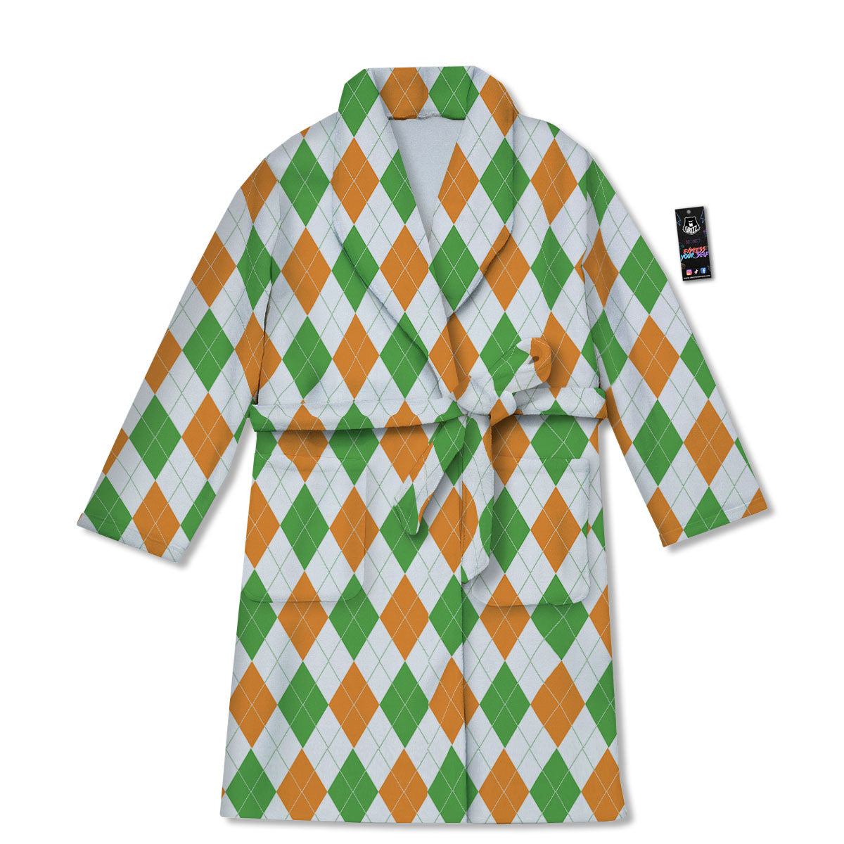 Argyle St Patrick's Day Print Pattern Bathrobe-grizzshop