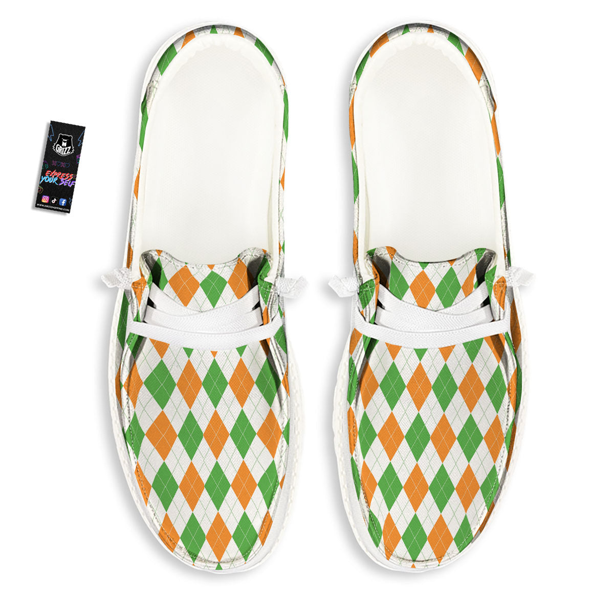 Argyle St Patrick's Day Print Pattern Black Loafers-grizzshop