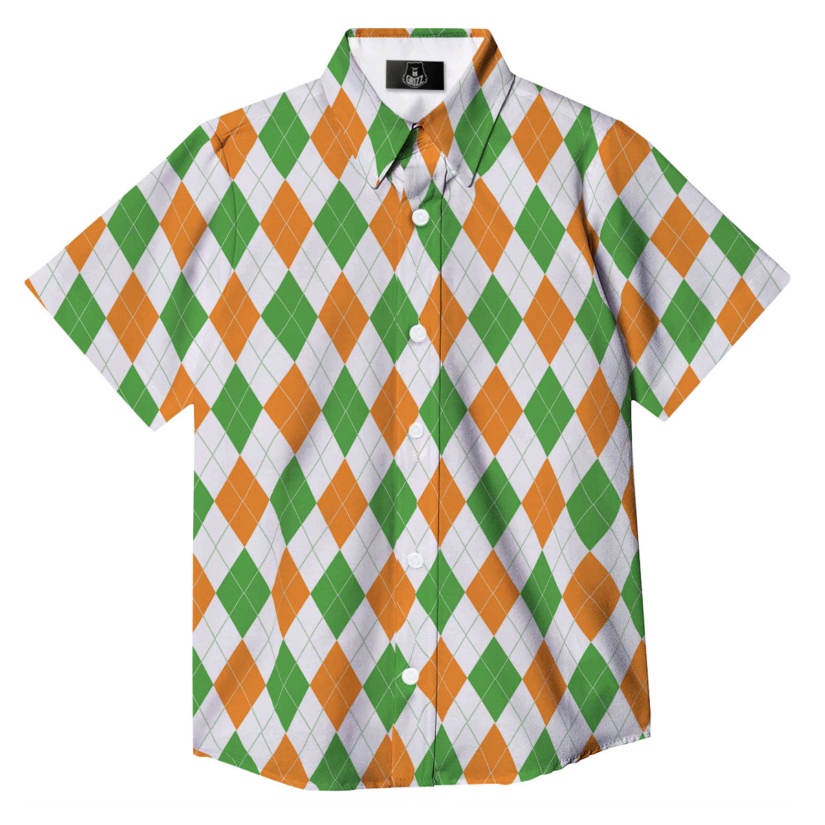Argyle St Patrick's Day Print Pattern Button Up Shirt-grizzshop