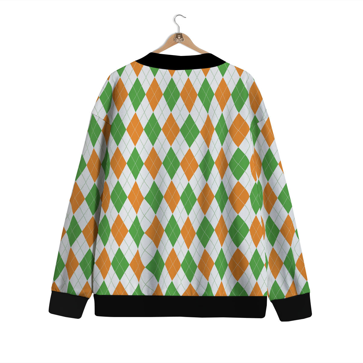 Argyle St Patrick's Day Print Pattern Cardigan-grizzshop