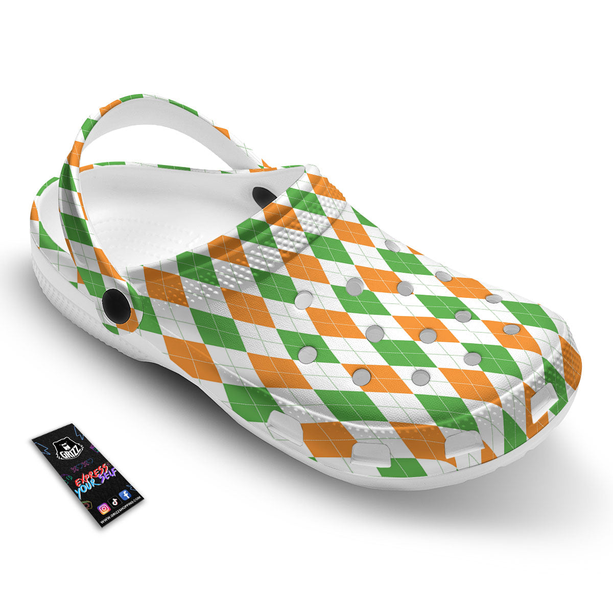 Argyle St Patrick's Day Print Pattern Clog-grizzshop