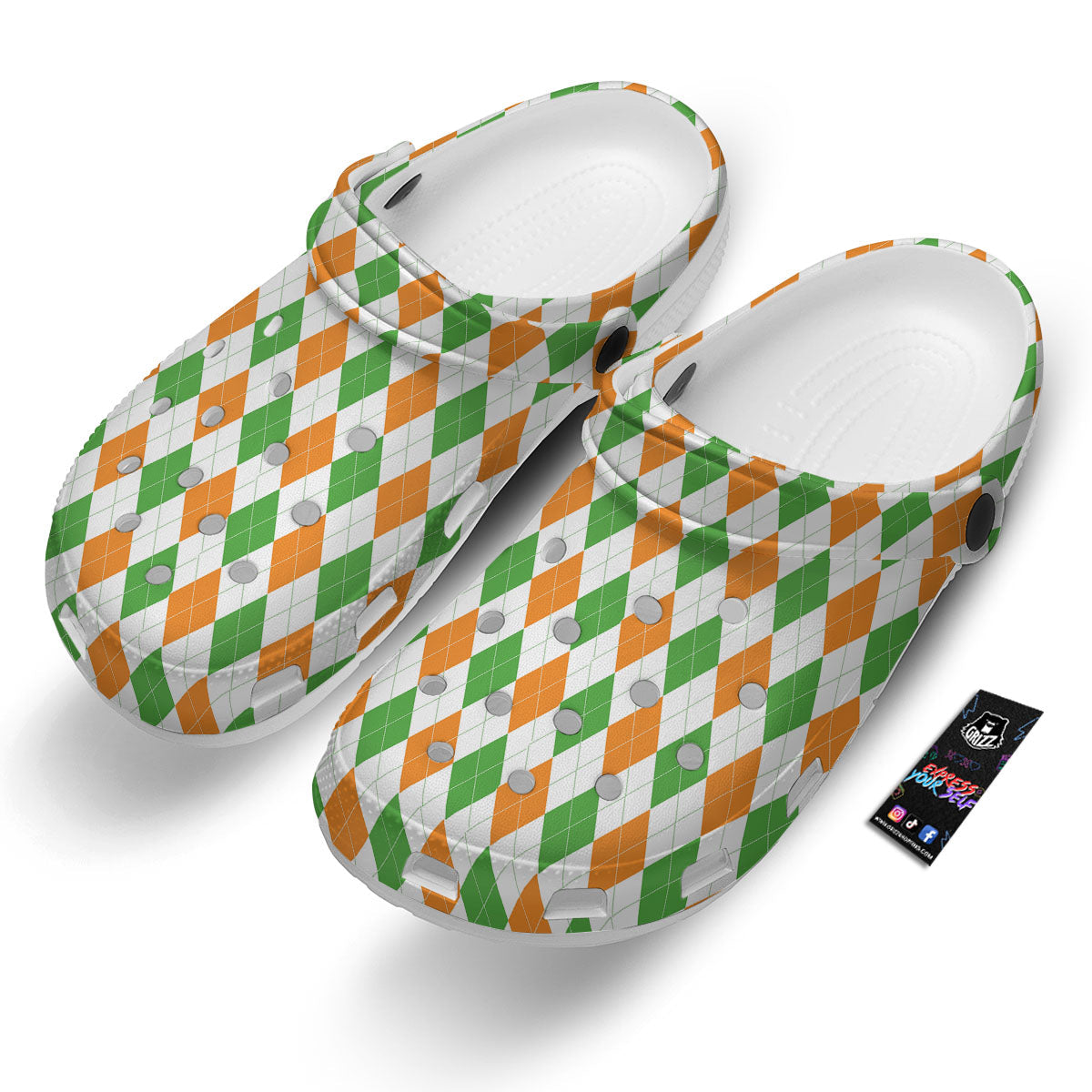 Argyle St Patrick's Day Print Pattern Clog-grizzshop