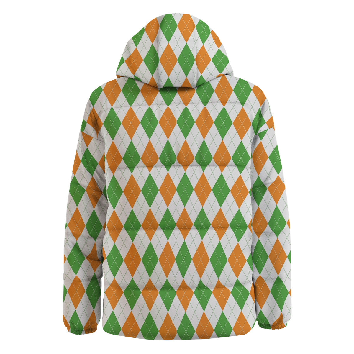Argyle St Patrick's Day Print Pattern Down Jacket-grizzshop
