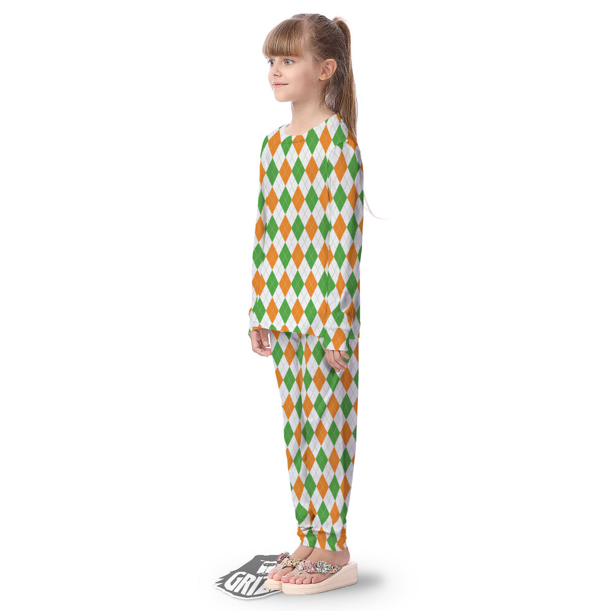 Argyle St Patrick's Day Print Pattern Kid's Pajamas-grizzshop