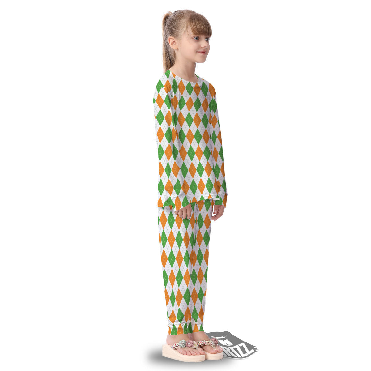 Argyle St Patrick's Day Print Pattern Kid's Pajamas-grizzshop