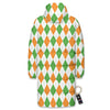 Argyle St Patrick's Day Print Pattern Long Down Jacket-grizzshop