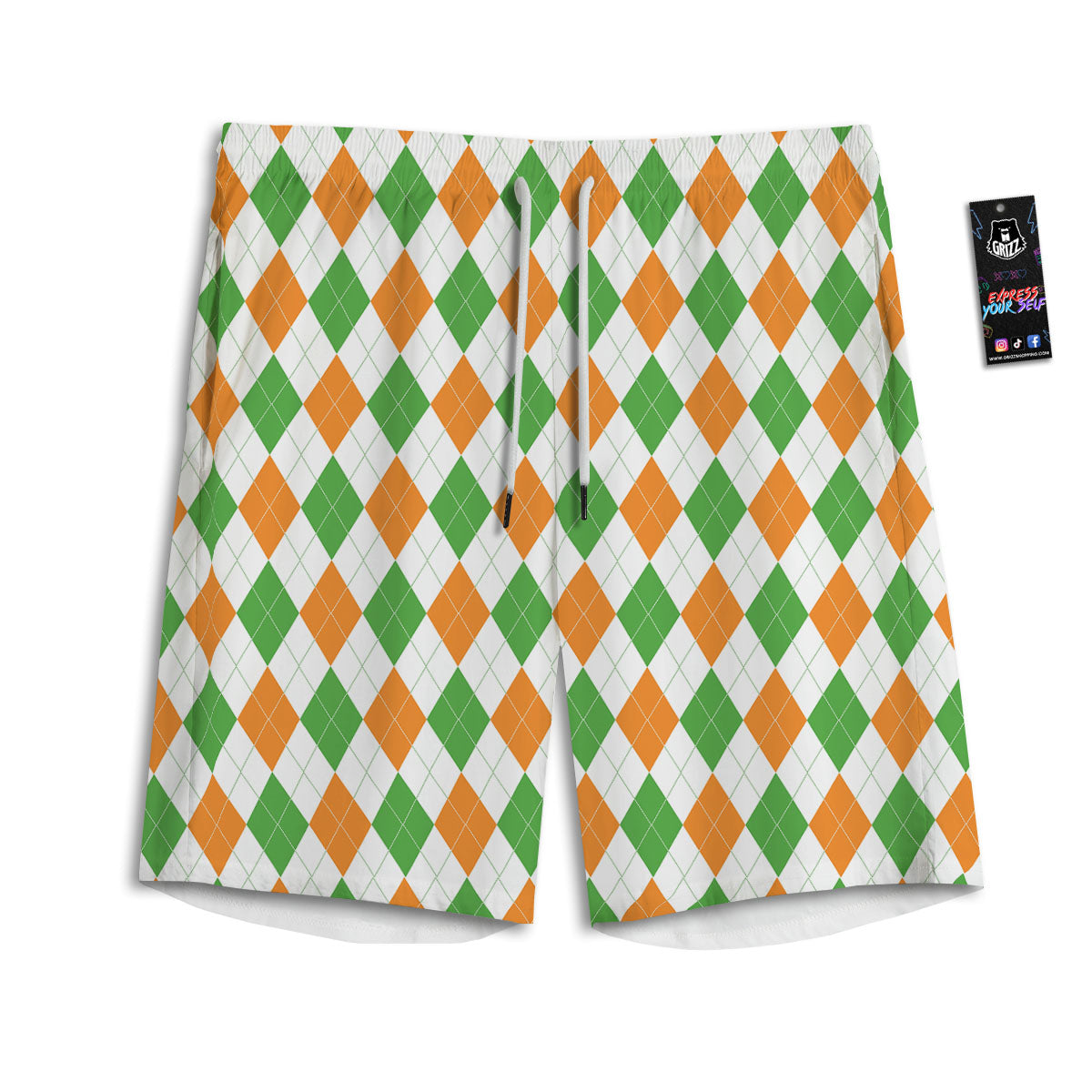 Argyle St Patrick's Day Print Pattern Men's Athletic Shorts
