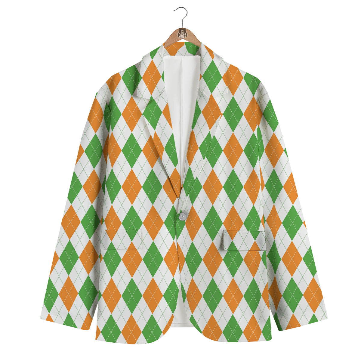 Argyle St Patrick's Day Print Pattern Men's Blazer-grizzshop