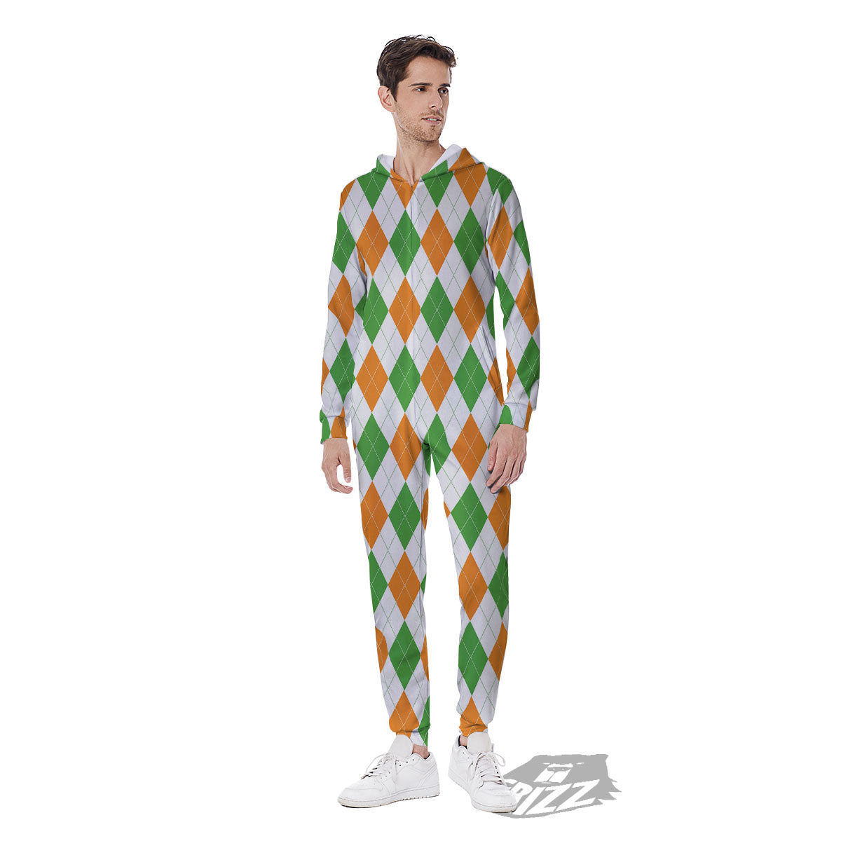 Argyle St Patrick's Day Print Pattern Men's Jumpsuit-grizzshop