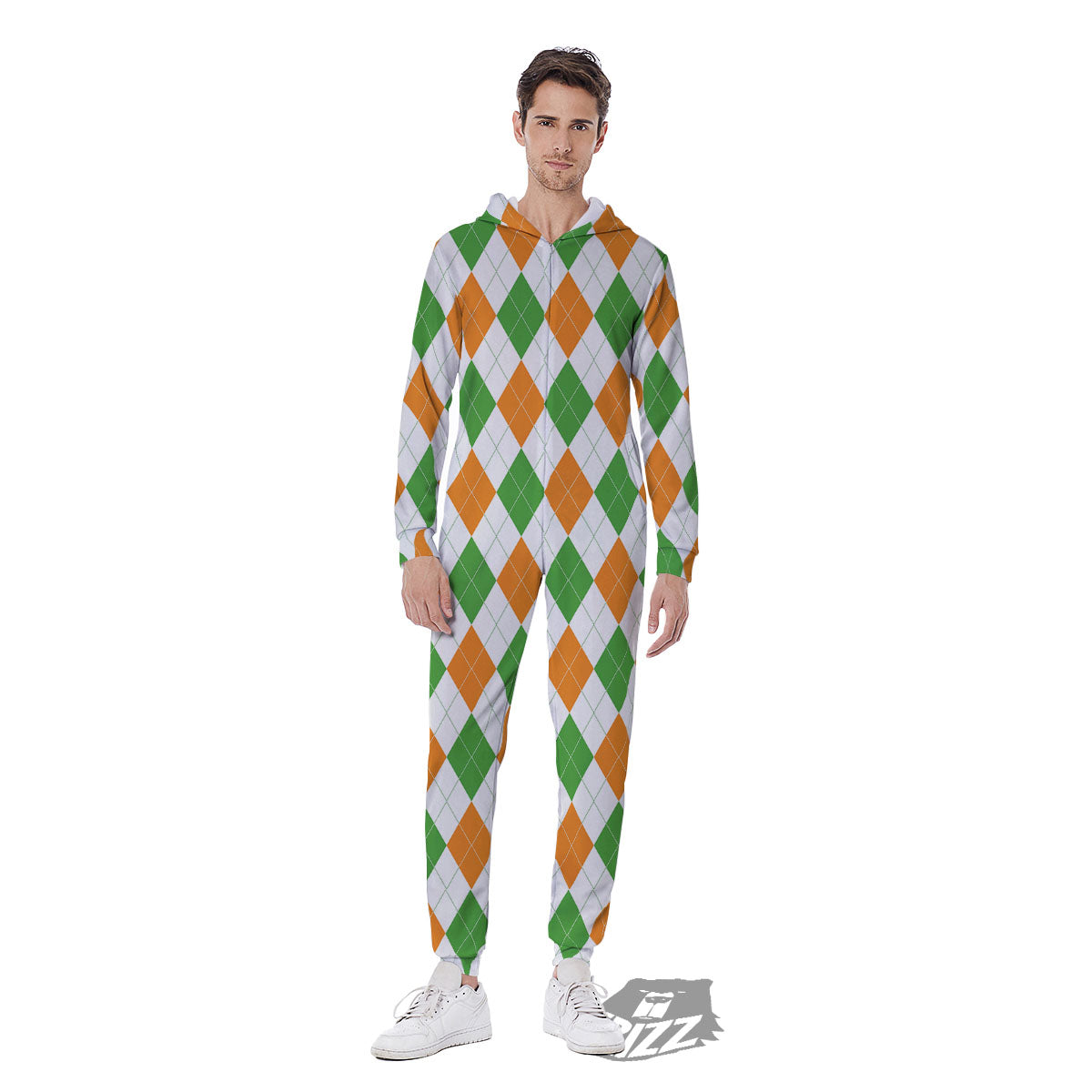 Argyle St Patrick's Day Print Pattern Men's Jumpsuit-grizzshop