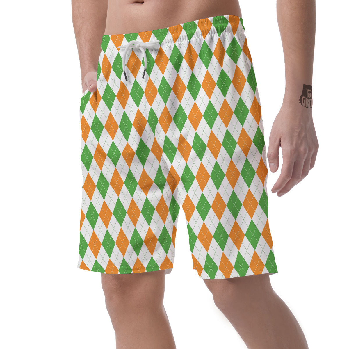 Argyle St Patrick's Day Print Pattern Men's Shorts-grizzshop