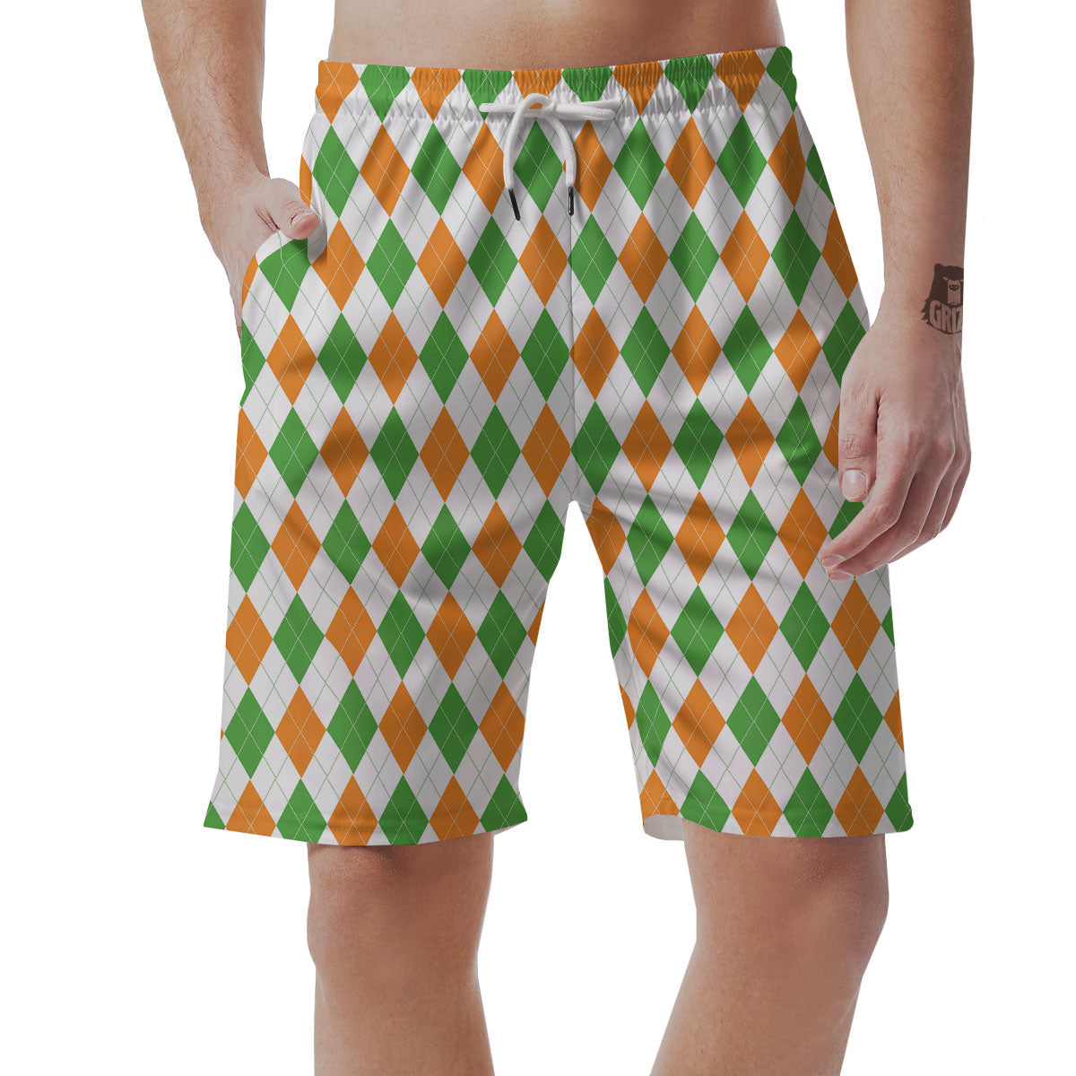 Argyle St Patrick's Day Print Pattern Men's Shorts-grizzshop