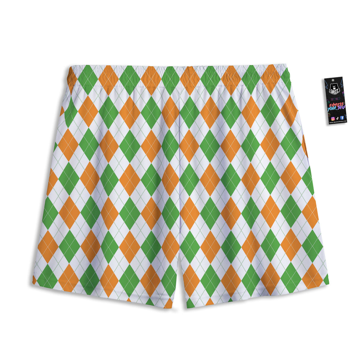 Argyle St Patrick's Day Print Pattern Mesh Shorts