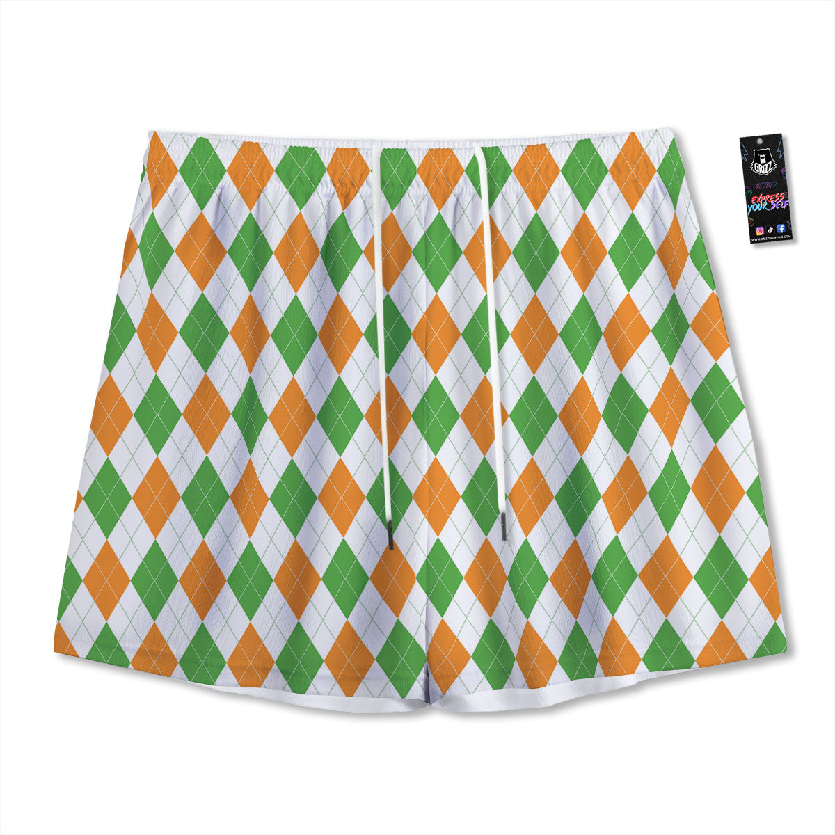 Argyle St Patrick's Day Print Pattern Mesh Shorts