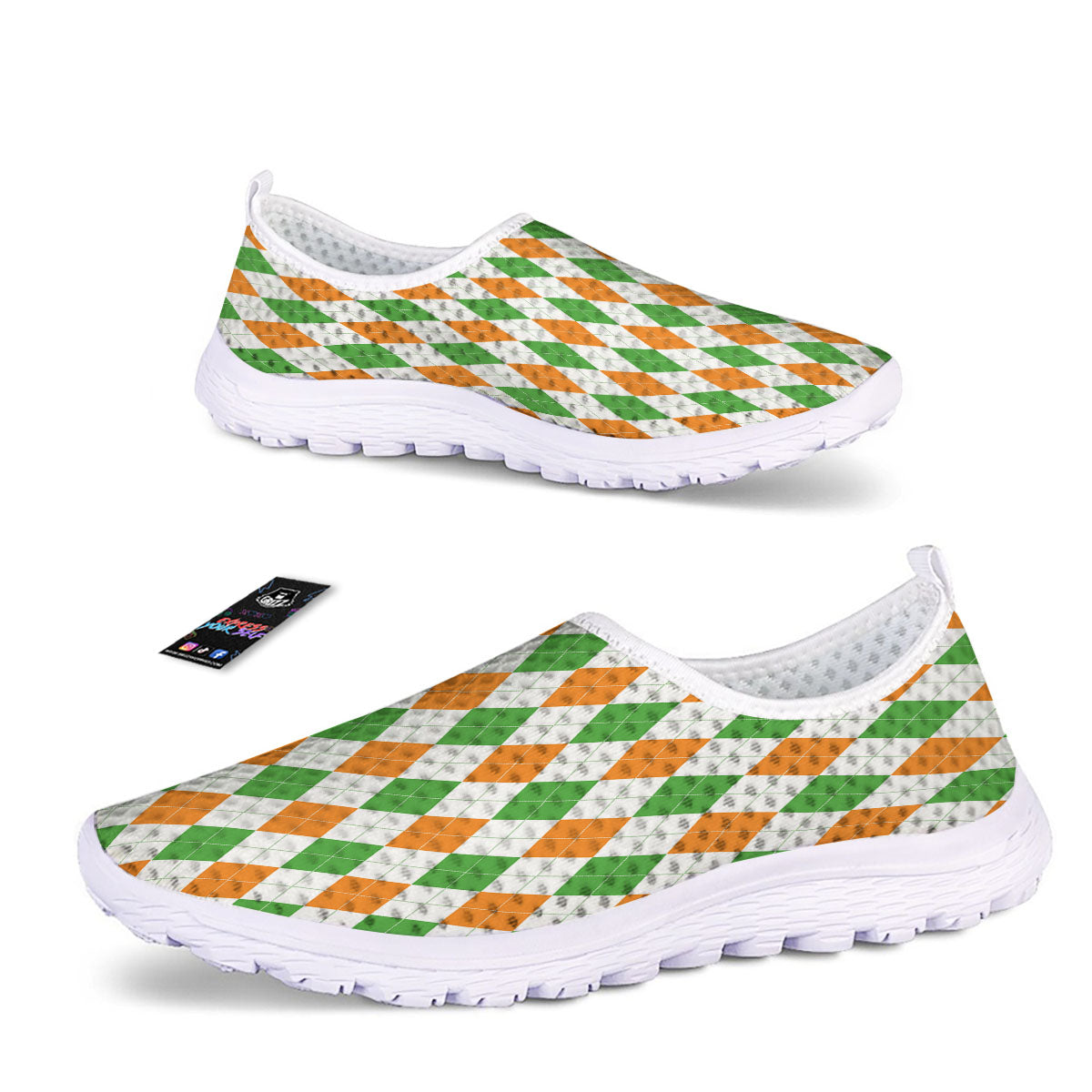 Argyle St Patrick's Day Print Pattern Nurse Shoes-grizzshop