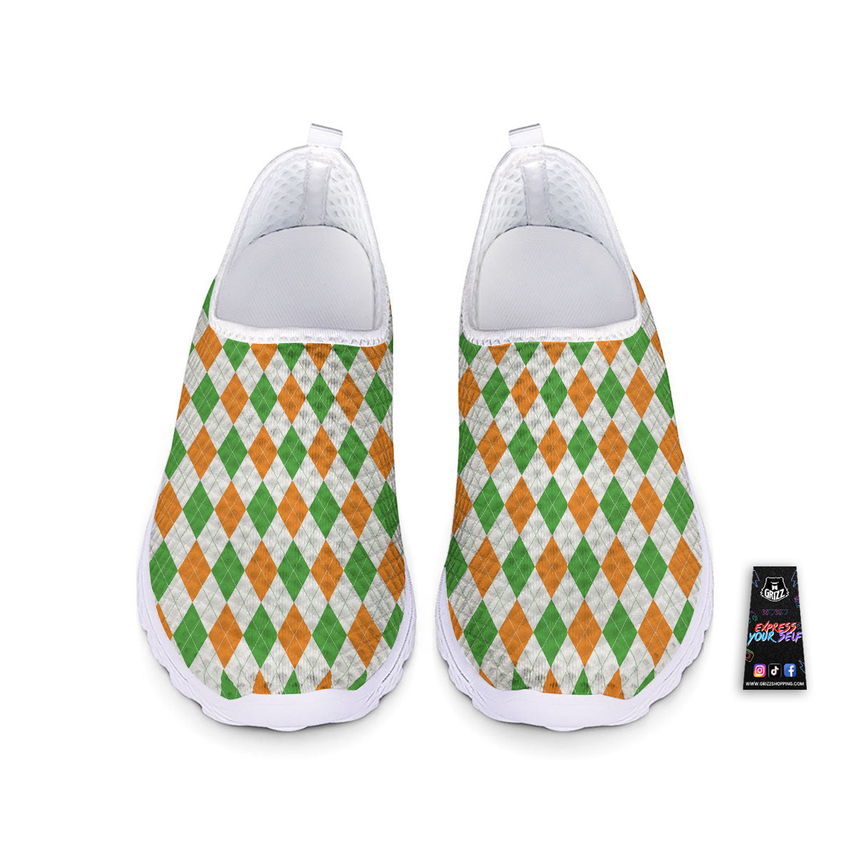 Argyle St Patrick's Day Print Pattern Nurse Shoes-grizzshop