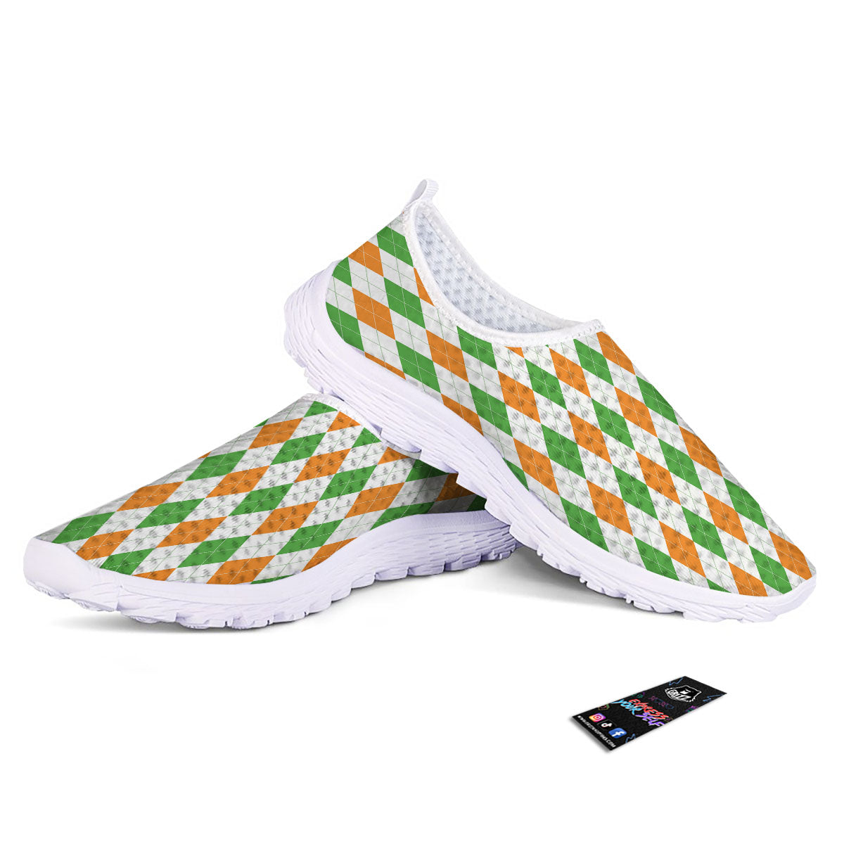 Argyle St Patrick's Day Print Pattern Nurse Shoes-grizzshop